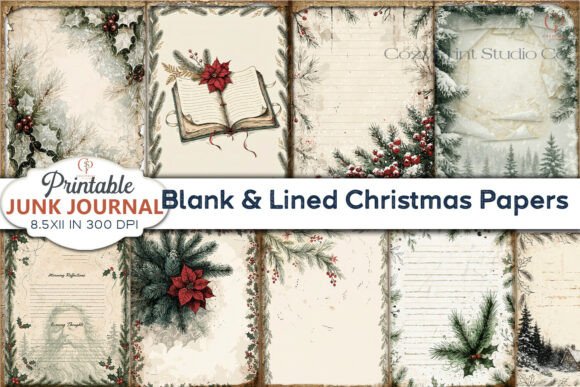 Blank Lined Christmas Papers Vintage Backgrounds Review