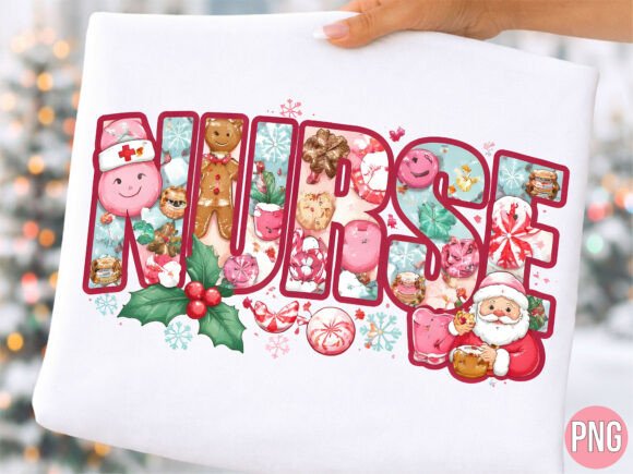 Christmas Nurse Gingerbread Santa PNG for T-Shirt Designs