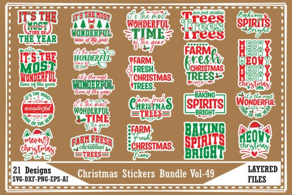 Christmas Stickers Bundle Vol-49 for Crafts