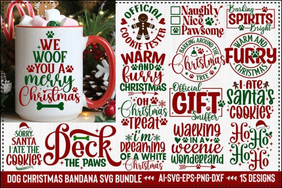 Dog Christmas Bandana SVG Bundle for Crafts