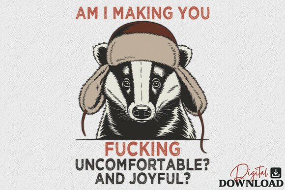 Funny Badger Christmas PNG for Crafts & Branding