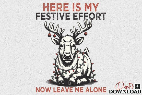 Funny Deer Christmas PNG for Crafts