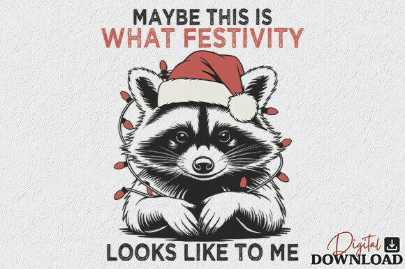Funny Raccoon Christmas PNG for Crafts