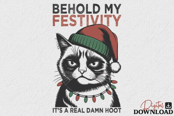 Funny Sarcastic Christmas Cat PNG for Crafts