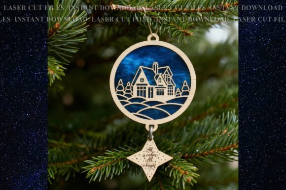 House Words Christmas Suncatcher Svg for Laser Engraving