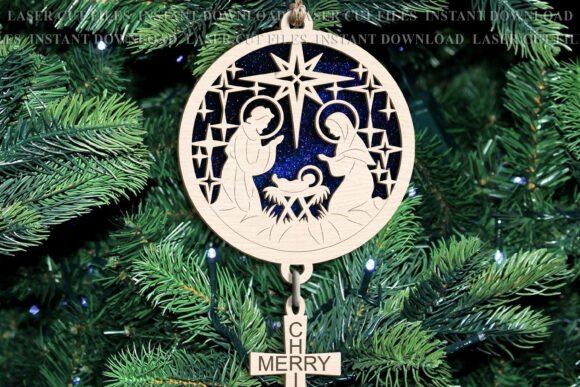 Jesus in a Manger Suncatcher for Laser Engraving