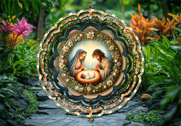 Jesus Manger Christmas 3D Wind Spinner Crafts