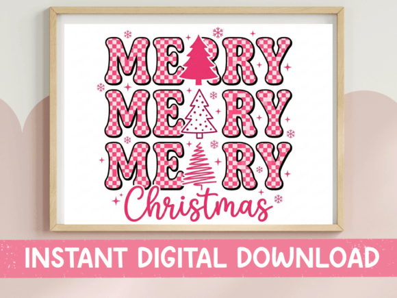 Merry Merry Christmas Checkered SVG for T-Shirt Designs