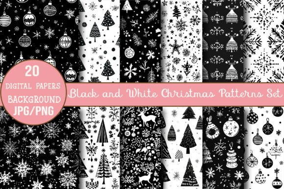 Review: Black and White Christmas Patterns Set Freebies