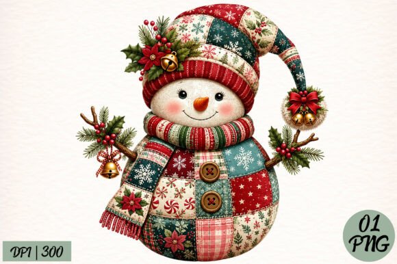 Review: Christmas Patchwork Winter Snowman PNG for Embroidery