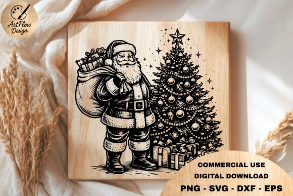 Santa Christmas Tree SVG for Laser Engraving