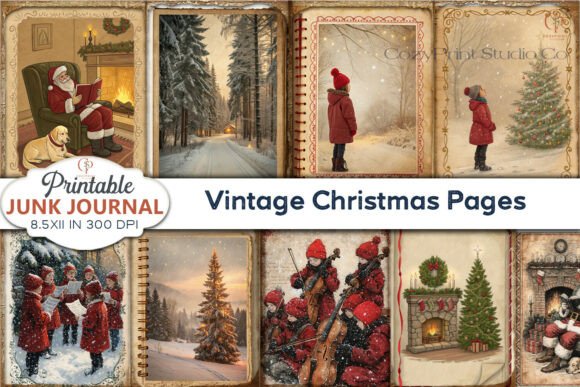 Vintage Christmas Pages: Festive Backgrounds
