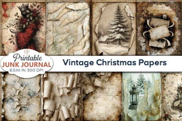 Vintage Christmas Papers Scroll Brown: Backgrounds